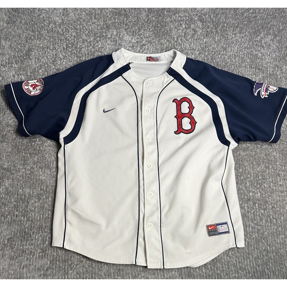 Nike Team Boston Red Sox Mesh Baseball Jersey Y2K White Navy MLB Men's XL